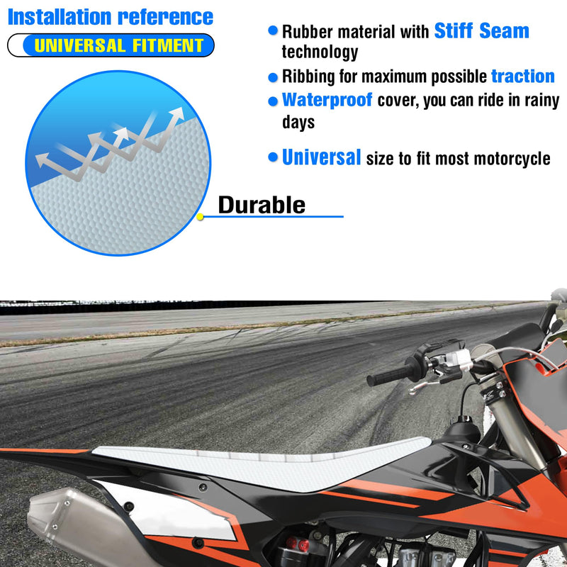 [Australia - AusPower] - Universal Ribbed Dirt Bike Seat Cover - Gripper Soft Seat Cover for Most Dirt Pit Bike Motorcycle (All White) All White 