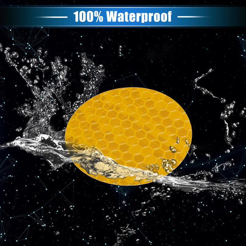 20 Pcs Reflective Stickers, 1.97" OD Round Shape Safety Tape Reflector Universal for Cars Trucks Trailers Waterproof PET Yellow