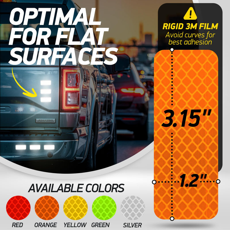 Reflective Safety Tape Stickers | 3M Diamond Grade | Orange | 1.2″ x 3.15″ | 20-Pack | Safety Warning Tape for Helmets, Cars, Mailboxes & More Fluorescent Orange