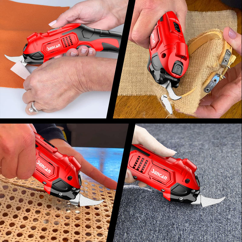 Electric Scissors for Cutting Fabric, Cardboard & Plastic, Sewing Crafting Cardboard Heavy Duty Cordless Shears Cutting Tool with 2 Replacement Blades