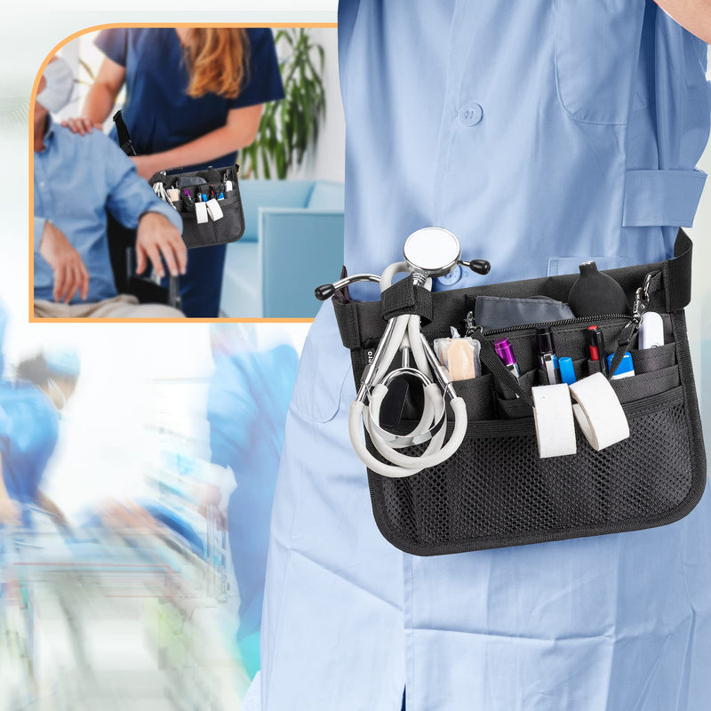 [Australia - AusPower] - Damero Nurse Fanny Pouch, Nurse Waist Pack with Tape Holder, Nurse Waist Organizer Belt for Stethoscopes, Bandage Scissors and Other Medical Supplies, Black 