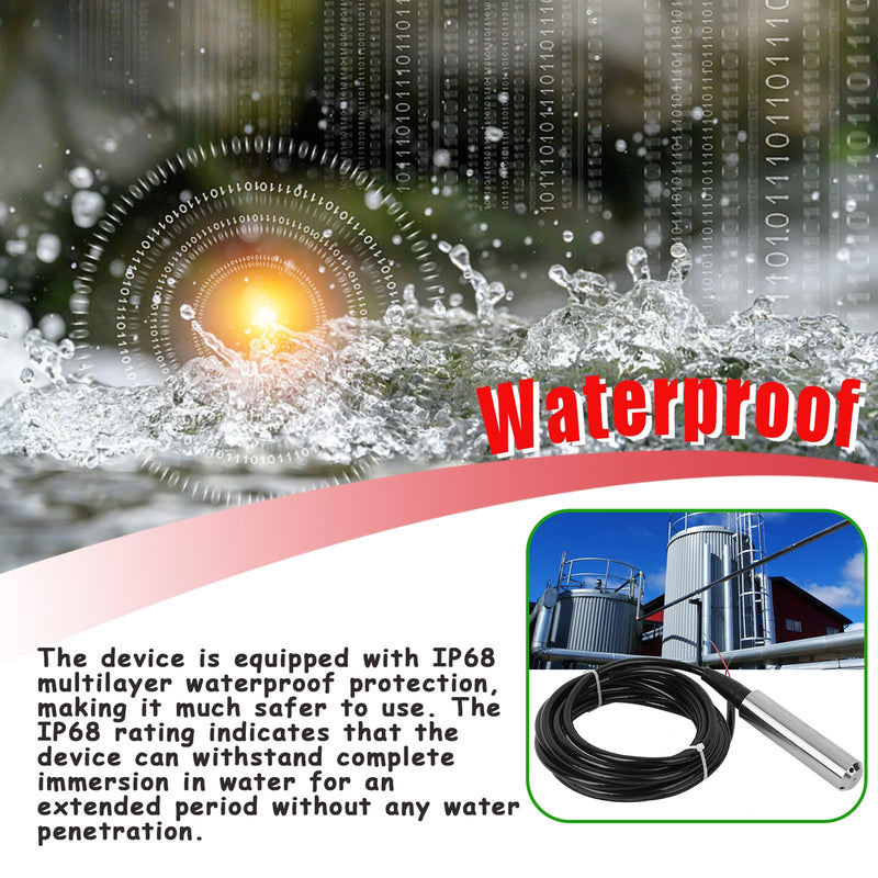 [Australia - AusPower] - TL 136 Liquid Level Transmitter Automatic Water Level Controller Liquid Level Sensor Water Level Sensor Probe 24VDC 4 to 20Ma Signal Output for Measurement of Water (0‑2meter Range) 0‑2meter Range 