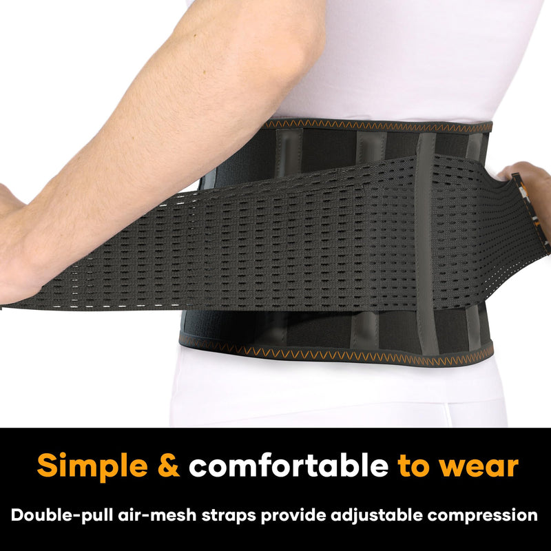 [Australia - AusPower] - PLUS Lower Back Brace for Lifting at Work with Ergonomic Dimensional Lumbar Pad - Back Support Belt for Pain Relief for Men and Women - Medical Grade Orthopedic Waist Compression (X-Large) Waist 37" to 43" (XL) Black Gold 