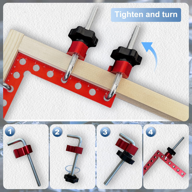 Corner Clamp for Woodworking, 2 Pcs 90 Degree Right Angle Corner Clamps, Premium Aluminum Alloy 5.5"x5.5" Squares for Precise Positioning & Clamping, Ideal for Cabinet & Picture Frame Assembly 2 Pcs Right Angle Clamps