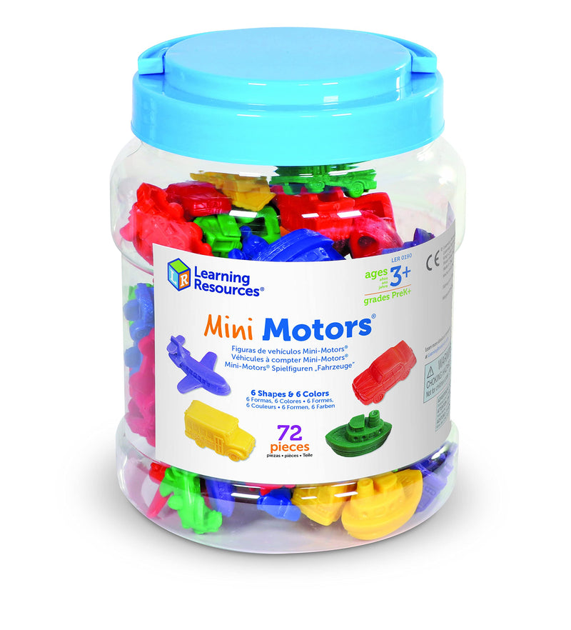 [Australia - AusPower] - Learning Resources Mini Motors Counting and Sorting Fun Set - 72 Pieces, Ages 3+ Car Counters for Kids, Preschool Math Counters, Math for Preschoolers 