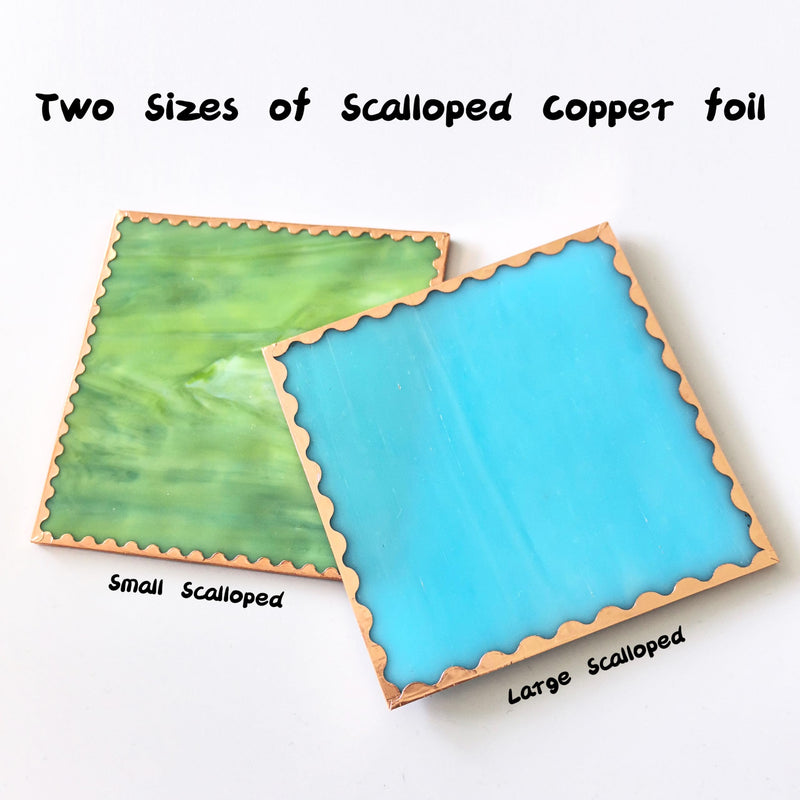 ARTIMUSES Double Edged Scalloped Copper Foil Tape for Stained Glass, DIY Handicrafts, Crafting (Small Scalloped) small scalloped