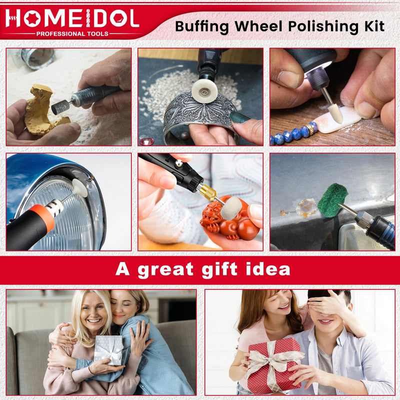 99PCS Buffing Wheel for Dremel Polishing Kit, HOMEIDOL 1/8" Shank Polishing Bits for Dremel Tool Accessories with Polish Compound, Abrasive Buffing Wheel, Rotary Tool Polishing Kit for Metal Rock