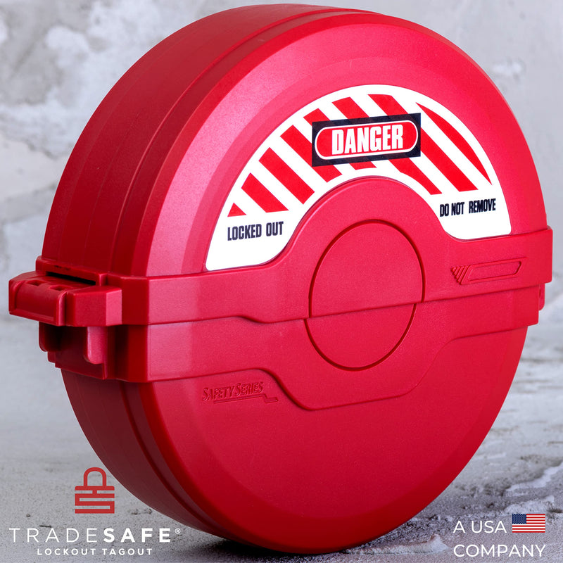 [Australia - AusPower] - TRADESAFE Gate Valve Lockout - Red Lockout Tagout Valve for 5 inch to 6-1/2 inch Diameter Valve Handles, OSHA Compliant, Impact Resistant Propane Tank Lock, Gas Lock 5" - 6-½" Red 