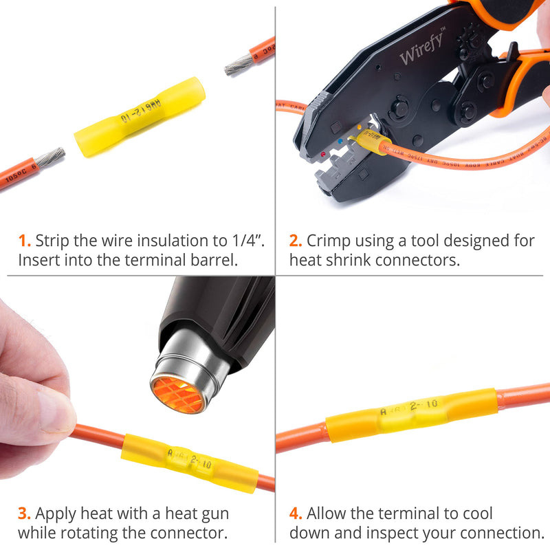 [Australia - AusPower] - Wirefy 180 PCS Heat Shrink Butt Connectors Kit - Marine Grade Wire Butt Splice Connectors - Electrical, Waterproof - 22-10 AWG | Heat Shrink Wire Connectors Kit | Wire Connectors Heat Shrink Butt Connector Kit - 22-10 AWG 