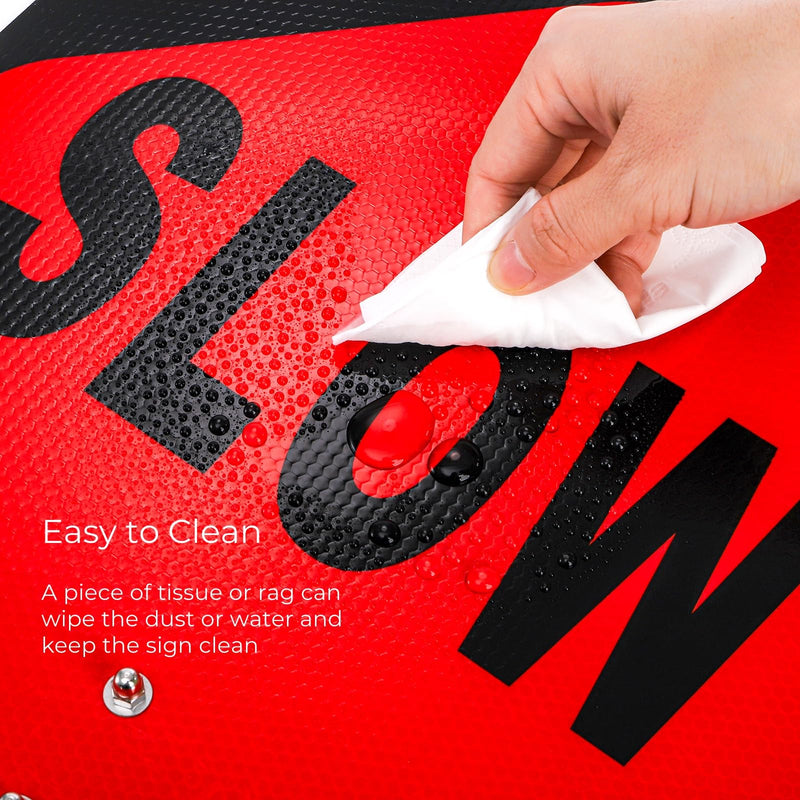 2 Pieces Stop Slow Signs, 13'' Hand Held Stop Slow Signs with Metal Handle, Double Sided Stop Slow Paddles for Flaggers, Crossing Guard, Traffic, Walking, Pedestrian