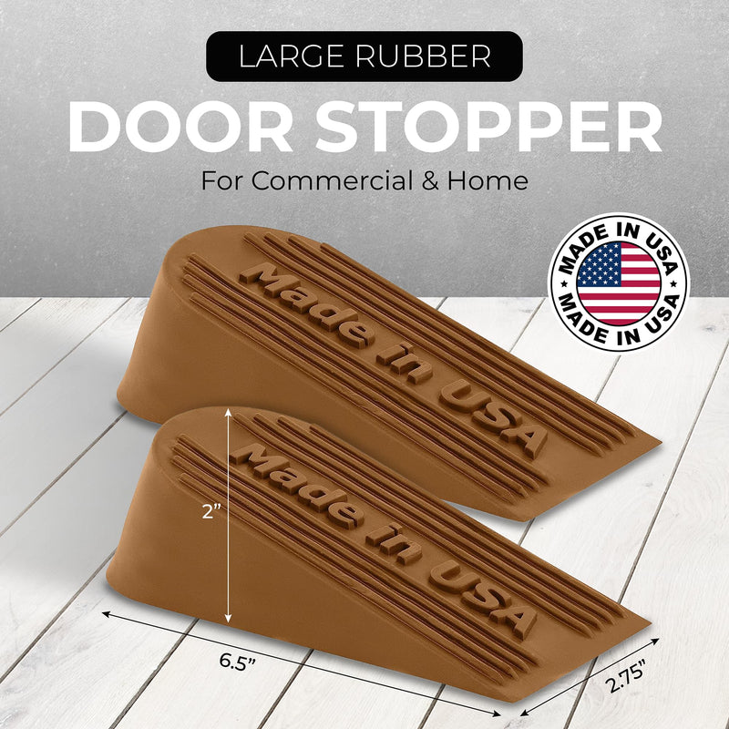 Large Big Rubber Door Stopper Made In USA - Door Stop Wedge for Carpet, Tile,Concrete Floor - Door Stoppers for Bottom of Door -Tall Heavy Duty for Commercial & Home- 6.5 x 2.75 x 1.9 Inches Black 5PK 5
