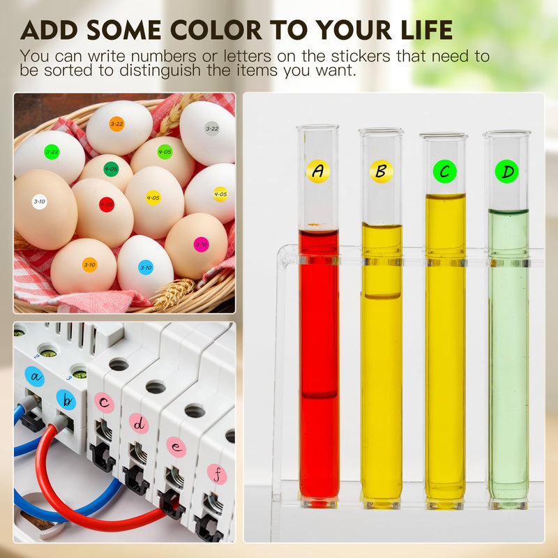 PARLAIM 1/4 Inch Round Color-Code Dot Stickers,16 Colors 6800 Pcs Adhesive Multicolor Coding Circle Labels 16 Colors 0.25 X 0.25 inch