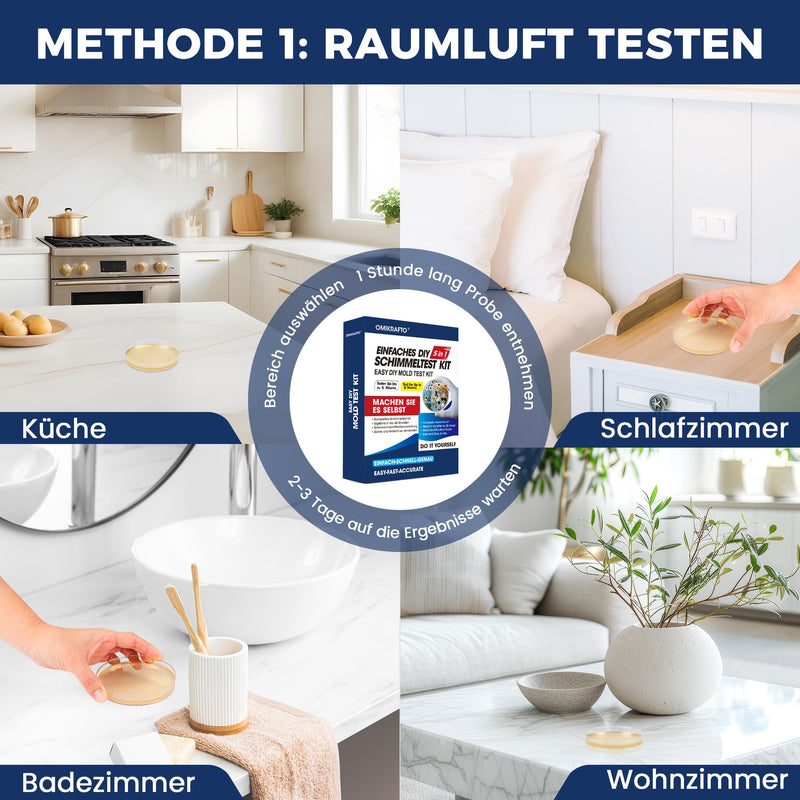 [Australia - AusPower] - Mould Test Kit for Home - Mould Test for 5 Rooms - Mould Quick Test Room Air Kit for Indoor Air Quality - Includes Identification Guide & Instructions 