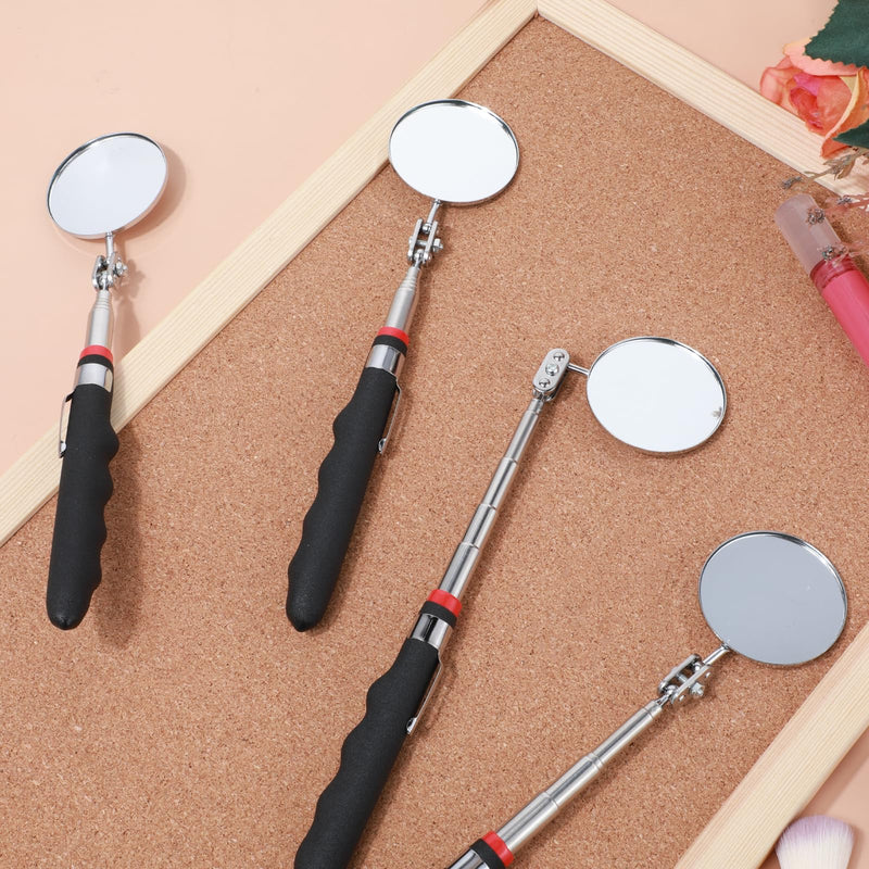 [Australia - AusPower] - 6 Pcs Telescoping Inspection Mirror 360 Rotation Round Inspection Mirrors Flexible Circular Inspection Mirror with Extended Handle for Checking Vehicle Condition 