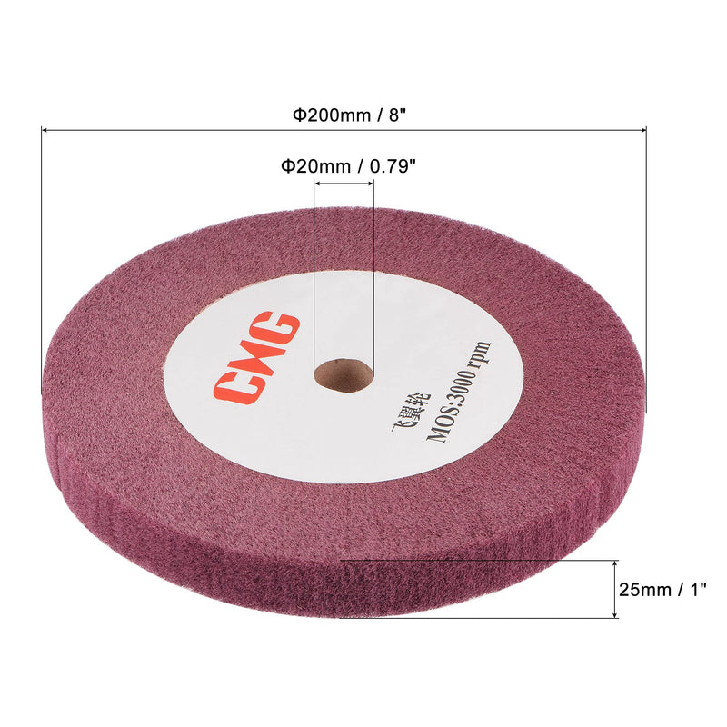 [Australia - AusPower] - sourcing map 200 mm x 25 mm 320 Grit Fleece Polishing Disc Abrasive Fabric Nylon Wire Drawing Sanding Disc for Stainless Steel Metal Red 200mm x 25mm 