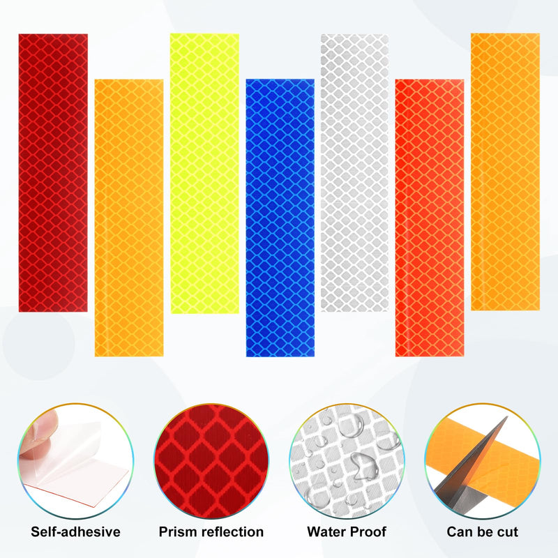 HARFINGTON Reflective Tape High Visibility Adhesive Stickers Outdoor Waterproof for Trailer Bike Car Motorcycle Helmet Mailbox Blue Red