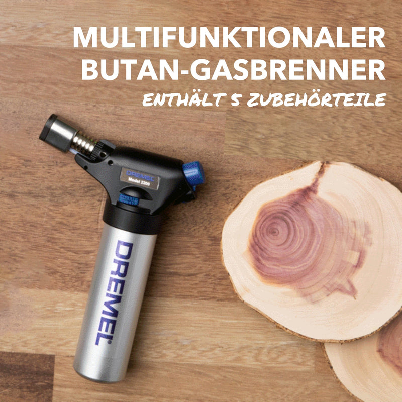 Dremel 2200 VersaFlame Multifunctional Butane Gas Burner - Butane Gas Blowtorch, Gas Burner and Soldering Kit (with 5 Accessories for Soldering, Shrinking, Welding, Flambing) New Dremel Versaflame 2200-7