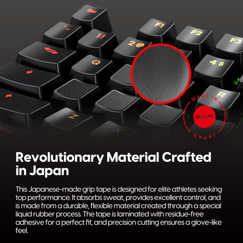 Pulsar Gaming Gears SUPERGRIP Pre-Cut Keyboard Griptape Pre-Laminated Sweat Absorbing High Performance Universal Anti Slip Mouse Keycap Grip Tape Ultra-Thin 0.5mm (0.02in)