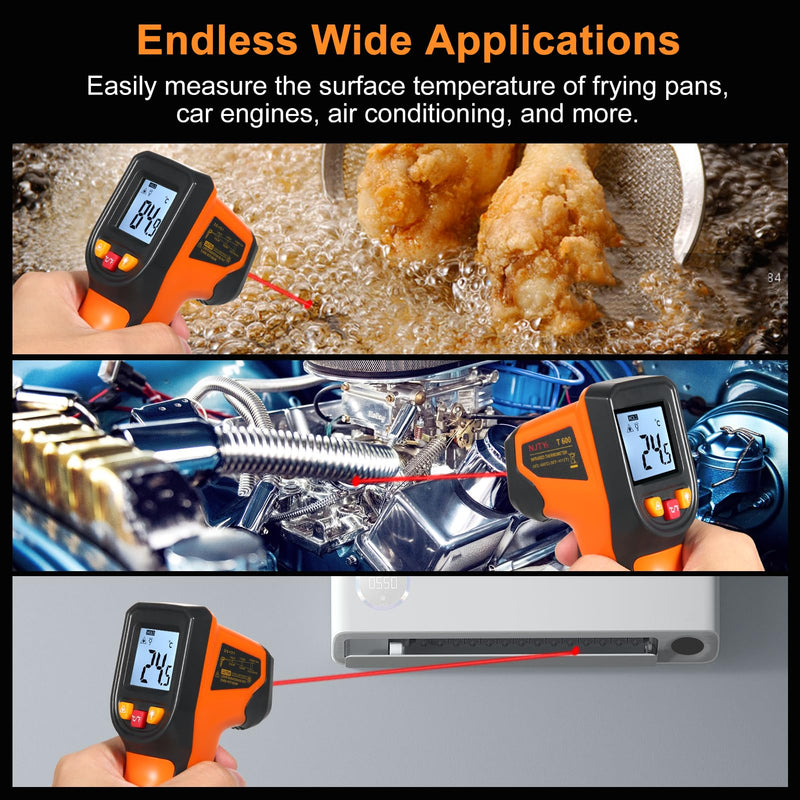 [Australia - AusPower] - Thermometer NJTY Infrared Thermometer Non-Contact Digital Gun -50°C~600°C (-58°F~1112°F) IR Thermometer for Industrial, Kitchen Cooking, Automotive, Not for Human Body Temp 