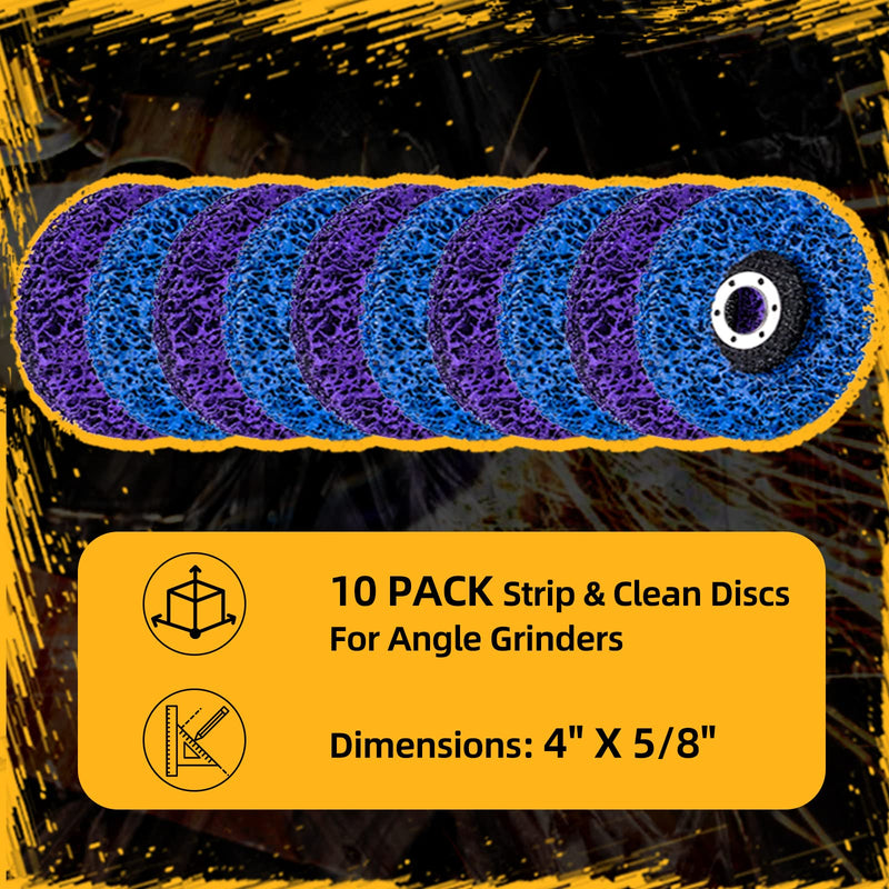 [Australia - AusPower] - 10 Pack Strip Discs Stripping Wheel 4 inch for Angle Grinder Clean and Remove Paint Coating Rust Welds Oxidation (4" x 5/8") 4" x 5/8" 10.0 