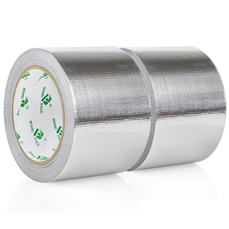 BOMEI PACK Adhesive Aluminum Foil Heat Shield Tape 2 Pack 3inch x 66ft Barrier Fiberglass Thermal Insulation Reflective Material High Temp Protectionn 2Rolls 3 inch
