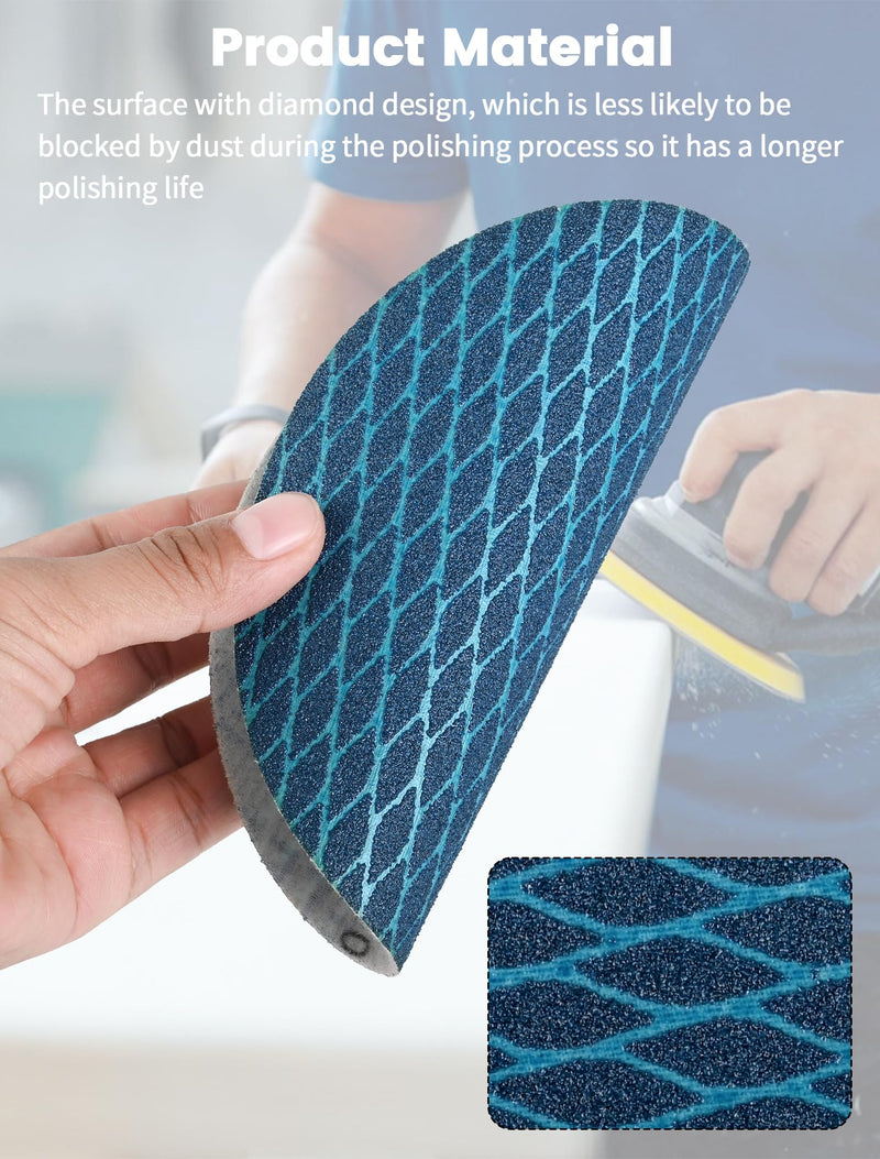 [Australia - AusPower] - 150 mm Sandpaper 120 Grit, Pack of 32 Eccentric Sanding Discs 150 mm Sanding Pads for Random Orbital Sanders and Polishing Machines (Blue) 