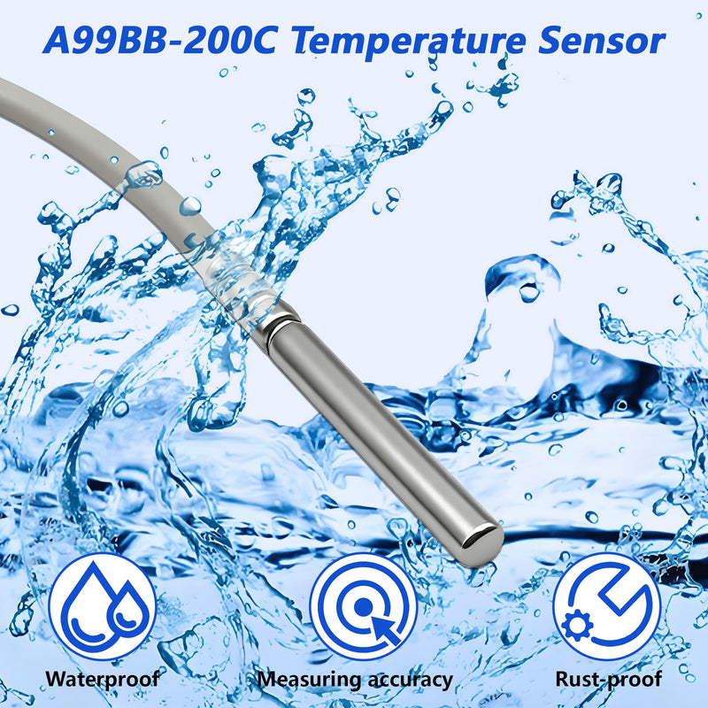[Australia - AusPower] - A99BB-200C Temperature Sensor Temperature Probe, -40 to 212 Degree F Temperature Range,Electronic Temperature Controller Extension Cable 
