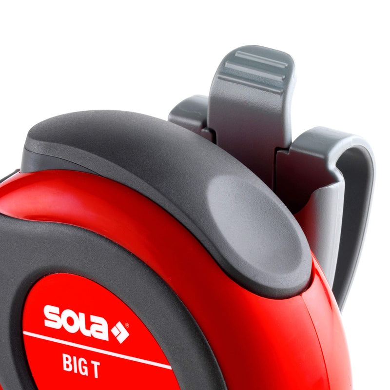 SOLA Big T Tape Measure 8 m / 25 mm Extremely Robust Professional Tape Measure with Belt Clip Steel Tape Painted Yellow with mm Scale Accuracy Class I Roll Meter with Non-Slip End Hook Length 8 m / 25 mm