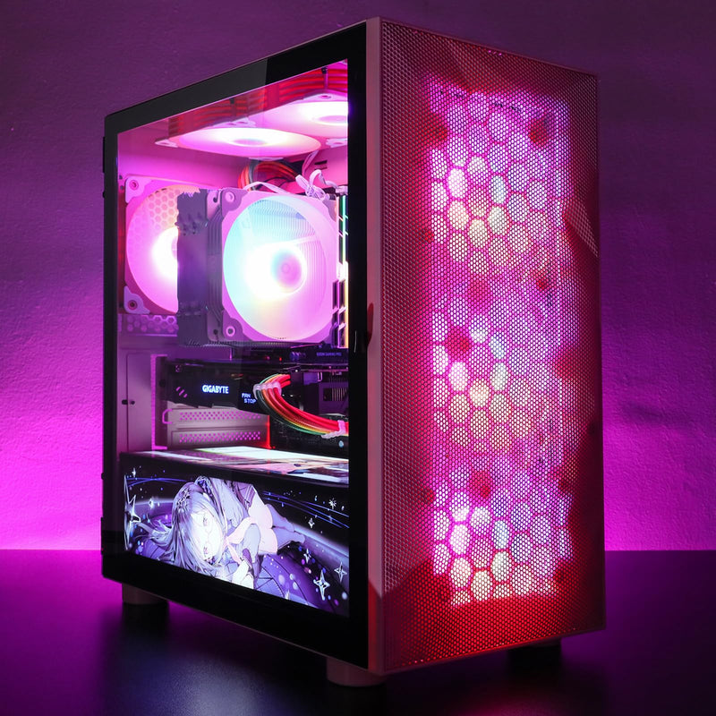 Vetroo 3-Pack Computer Case Fan 120mm Address RGB & PWM Cooling Fans High Performance with Controller Hub - Pink 120mm-HDB