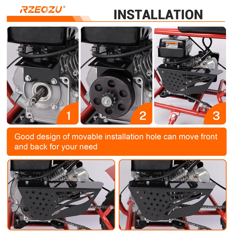 Mini Bike Clutch Cover Chain Guard Replacement for Predator 212 196cc 224cc 79cc Coleman CT200U CT200U-EX BT200X CT100U CC100X Massimo MB200 Baja Doodlebug DB30 GX160 GX200 Engine Kit Parts black