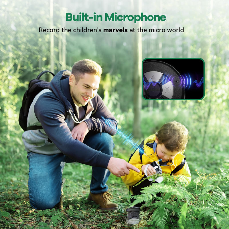 [Australia - AusPower] - Microscope for Kids 1000X [3-in-1] [Easy and Fun] Hideal HP20 2" 1080P Handheld Digital Microscope, Portable Pocket Microscope Miniscope, 10MP USB Mini Scope for kids 8-12, PC View, 32GB, White 
