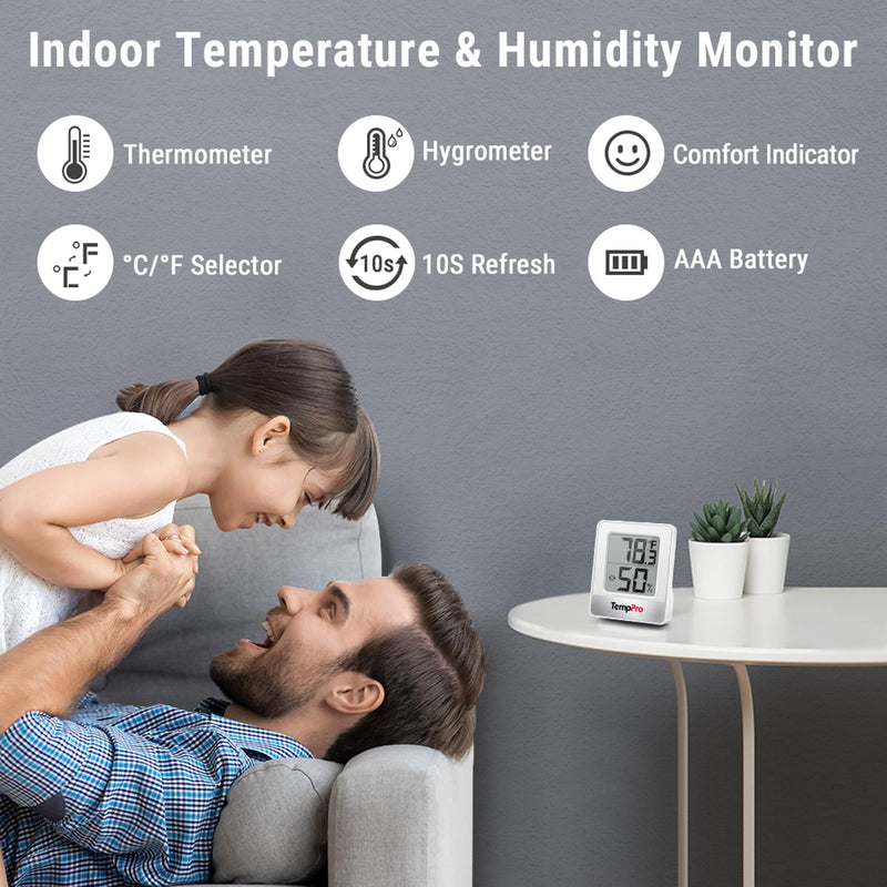 TempPro TP49 Digital Hygrometer Indoor Thermometer Humidity Meter Room Thermometer with Temperature and Humidity Monitor Mini Hygrometer Outdoor Thermometer (Previously ThermoPro) 1 White Indoor Thermometer