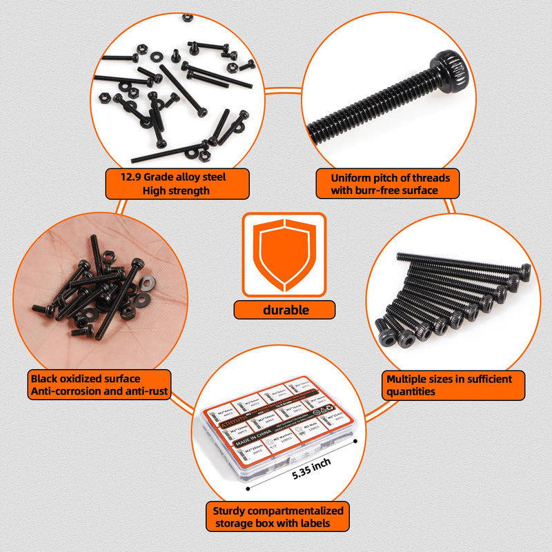 [Australia - AusPower] - M3 M4 M5 Metric Hex Socket Head Cap Screws Assortment Kit & ATHYUTH M2 Metric Hex Socket Head Cap Screws Assortment Kit 