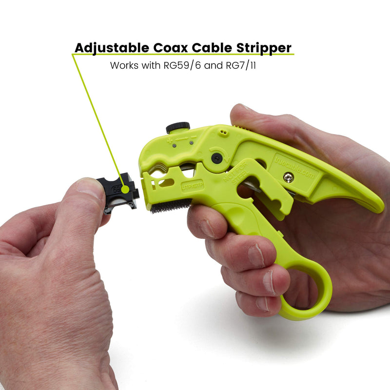 [Australia - AusPower] - trueCABLE Wire Stripping and Cutting Tool for UTP, FTP, STP, Cat5e, Cat6, Cat6A Ethernet, RG59, RG6, RG7, RG11 Coax Cable, Adjustable Blade Depth 1 