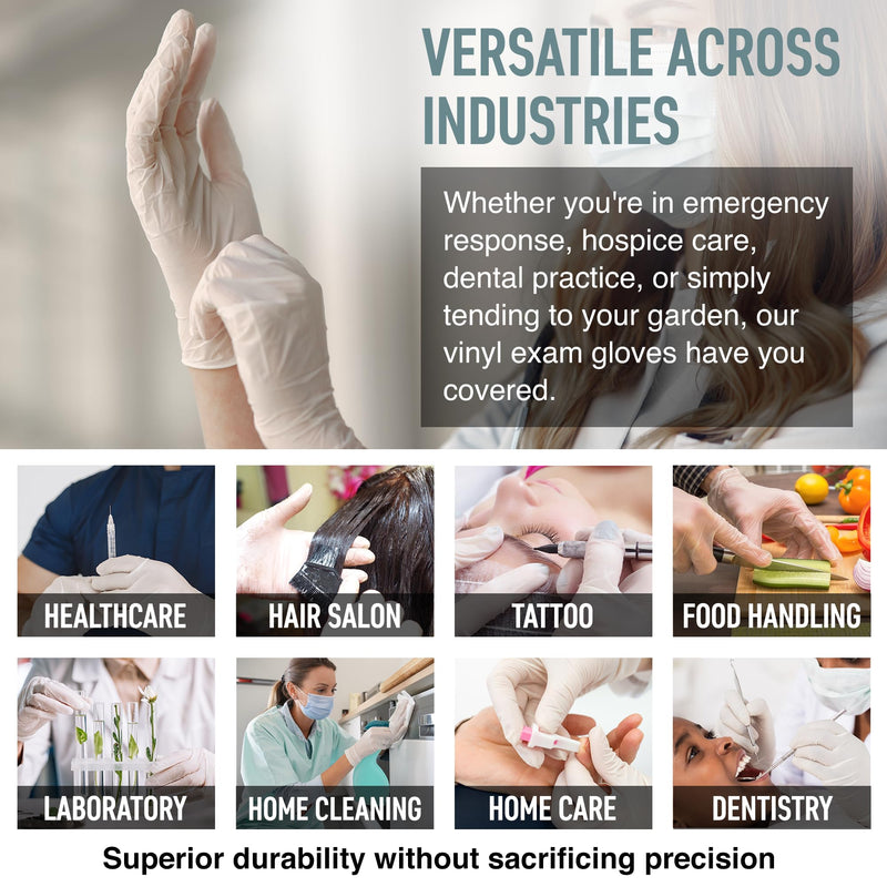 [Australia - AusPower] - Vinyl Exam Gloves - Disposable & Powder Free Gloves for Hand Protection, Food Safe, Medical Use - 4 Mil (Clear) Large 100 Pcs 