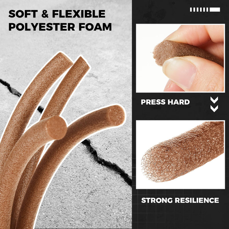 MotiMind 1 Inch x 100 ft Foam Backer Rod for Gaps Joints Concrete Crack Filler Caulk Saver Bulk Foam Backing Rod Concrete Filler Rope for Weather Stripping Door Seal(Brown) Brown