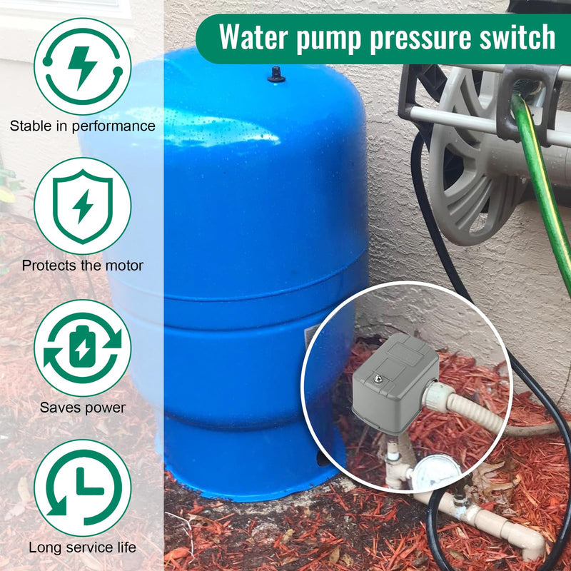 [Australia - AusPower] - Pressure Switch 9013FSG2J24, Pressure Switch Well Pump 40/60 Psi Adjustable Differential, 1/4" Female NPT Water Pump Pressure Control Switch with Low Pressure Cut-Off 