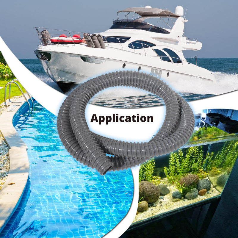 HXH Bilge Pump Hose, Installation Kit, 1-1/8 Inch Dia,6 FT Premium Quality Kink-free Flexible PVC Hose, Stainless Steel Hoop*2 and Thru-Hull Fitting 1-1/8inch Hose