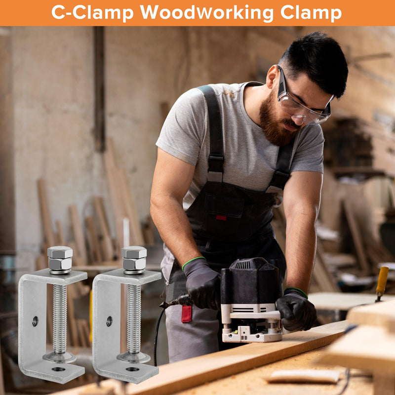 [Australia - AusPower] - 304 Stainless Steel C Clamp,1 1/2 Inch Tiger Clamp Woodworking Clamp Heavy Duty C Clamps for Woodworking, Welding and Construction,Features Stable Wide Jaws and Protective Pads(2 Pcs) 45mm-2 Pcs 