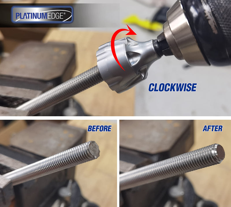 [Australia - AusPower] - PLATINUMEDGE Deburring External Chamfer Tool, YG8 Carbide Blade, Deburring Drill Bit, Remove Burr Tools, Quick Release 1/4inch Hex Shank, Repairing Damaged Bolts, Fits for 1/8-3/4 (3mm-19mm) 