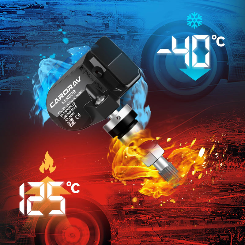 CARORAV TPMS Sensor Tire Pressure Monitoring Sensor Compatible for Chrysler Jeep Dodge Fiat, Challanger, Durango, Journey, Wrangler, Compass, Dodge Ram 1500 2500 3500, OE#56029398AB, 4-Pack, 433MHz 4 PCS