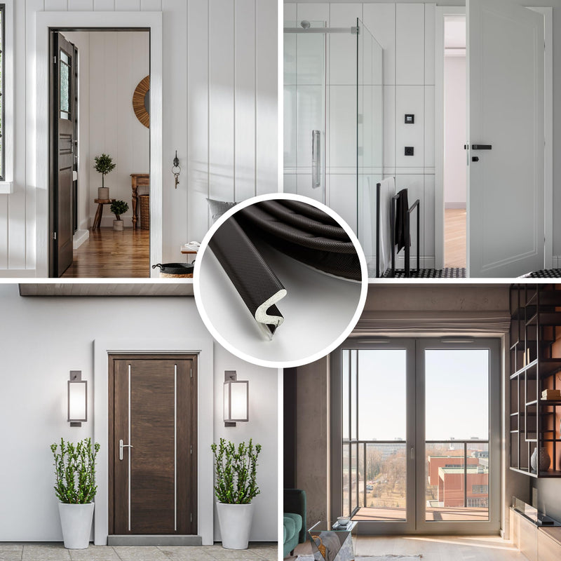 [Australia - AusPower] - Weather Stripping Door Seal Strip 26FT Door Soundproofing V-Shape Sound Proof Door Sealers for Door Frame, Door Insulation Strip for Large Gap?Brown Brown 