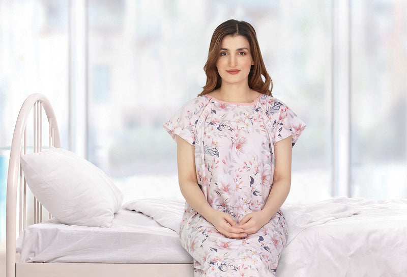 [Australia - AusPower] - NY Threads Women's Hospital Gown Soft and Stylish Patient Gown Large-X-Large White Rose - Pink 