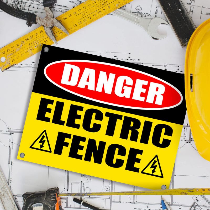 Electric Fence Warning Sign 11x8 Inch - Coroplast Caution Electric Fence Signs, Single-Sided, Corner Grommets for Easy Hanging