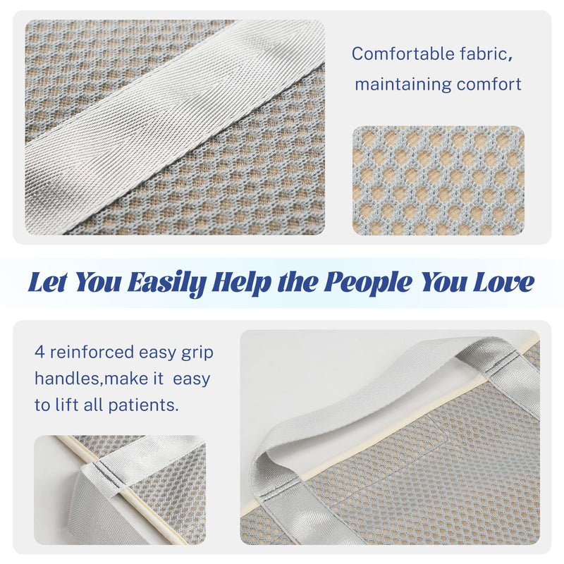 [Australia - AusPower] - Underpad and Positioning Bed Pad dismountable Washable Waterproof Incontinence pad underpad with Reinforced Handles Transfer Sheet pad for Turning Inconvenience Care 34"× 45" （Grey） 