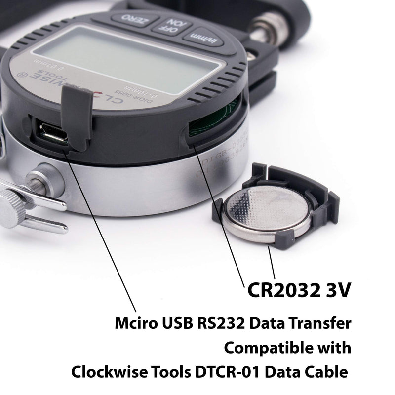 [Australia - AusPower] - Clockwise Tools Digital Thickness Gauge, DTGR-0055 0-0.4 inch/10mm, 0.0005"/0.01mm Resolution Resolution 0.0005"/0.01mm 