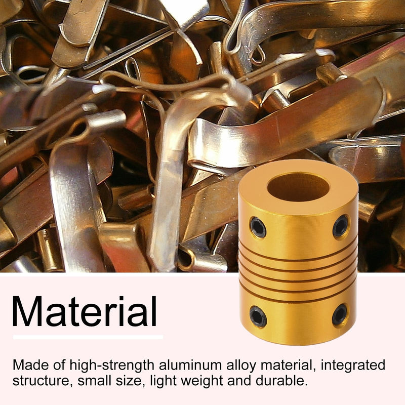 [Australia - AusPower] - uxcell 5 Pcs 5mm to 10mm Aluminum Alloy Shaft Coupling L25xD20 Flexible Coupler for Encoders and Motors,Golden 