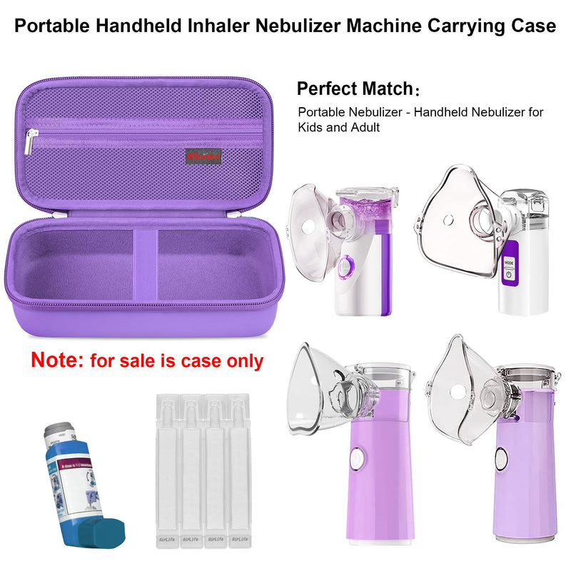 [Australia - AusPower] - Carrying Case for Portable Handheld Inhaler Nebulizer Machine for Adults and Kids, Asthma Inhaler Travel Case, Handheld Mesh Atomizer Machine Holder, Inhaler spacer Bag, Purple 