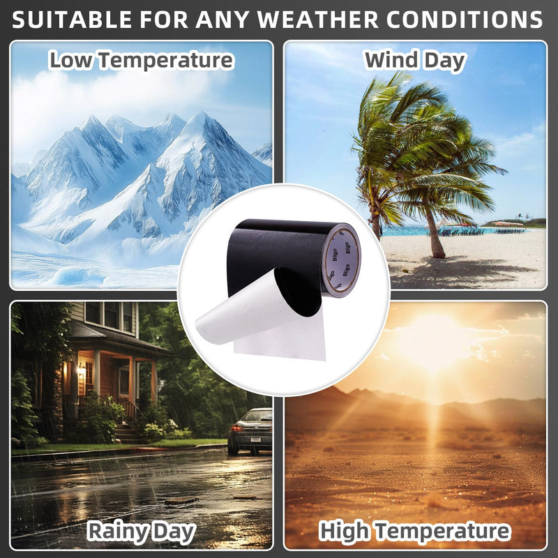 Heavy Duty Waterproof Repair Tape 4 Inch x 25 FT for RV Awning, Tent, Tarp, Sail and Boat Cover, Outdoor Fabric Repair Patch, UVproof, Multipurpose Black