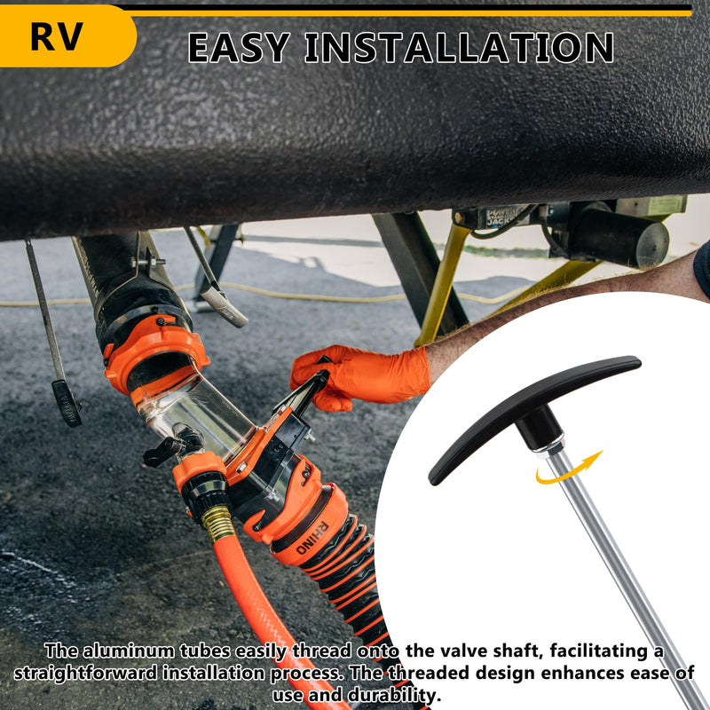 RV Sewer Waste Valve Extension Rod 7"&10",rv Black Tank Pull Valve Handle Replacement,Tank Valve Handle RV Dump Valve Handle Replacement Set Compatible with Other Standard Waste Gate Valves